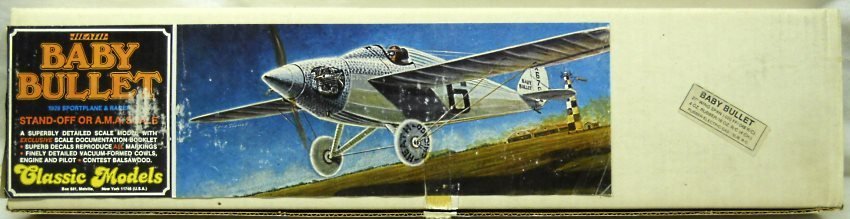 Classic Models Heath Baby Bullet Stand-Off or AMA Scale 1929 Sportplane and Racer - 27 Inch Wingspan For R/C plastic model kit